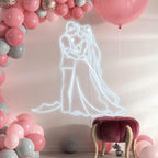 Romantic Blue Bride & Groom Hugging Neon signs | LED Wedding Decoration Lights | Wedding Ceremony Mood Lights | For Home & Wedding Venues