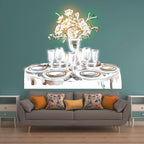 Romantic Wedding White Table Neon signs Lights | Wine, Flowers & Plate Decorative Lights | Perfectly Create Wedding Atmosphere | LED Art Lighting