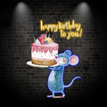 Mouse with cupcake Happy Birthday Neon signs| LED Decoration Lights | Cute Birthday Party Decoration | Creative Gifts