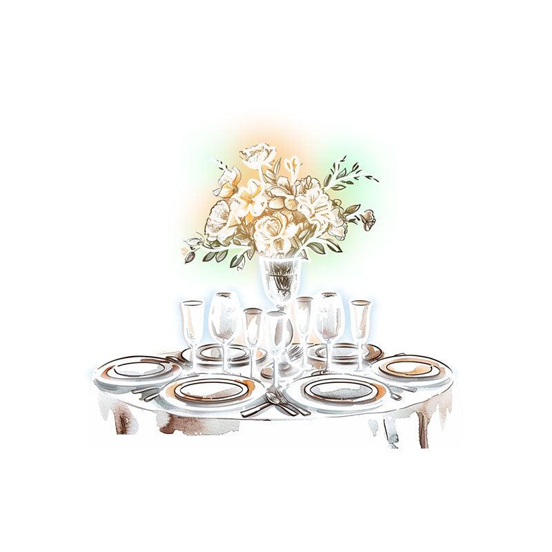 Romantic Wedding White Table Neon signs Lights | Wine, Flowers & Plate Decorative Lights | Perfectly Create Wedding Atmosphere | LED Art Lighting