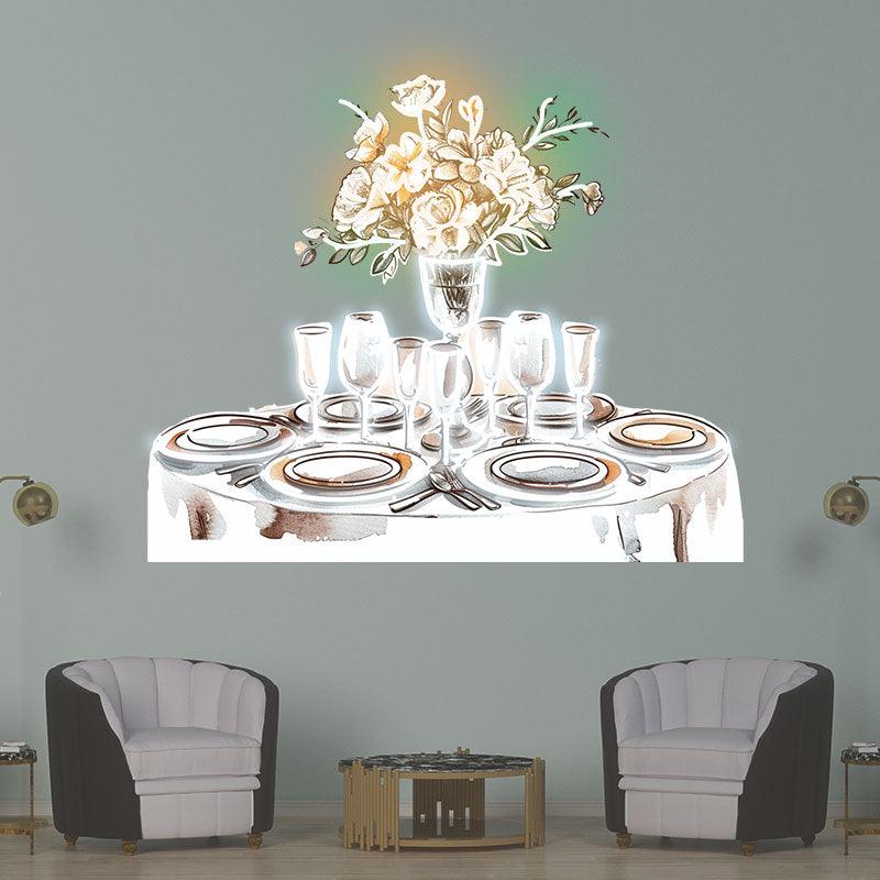 Romantic Wedding White Table Neon signs Lights | Wine, Flowers & Plate Decorative Lights | Perfectly Create Wedding Atmosphere | LED Art Lighting