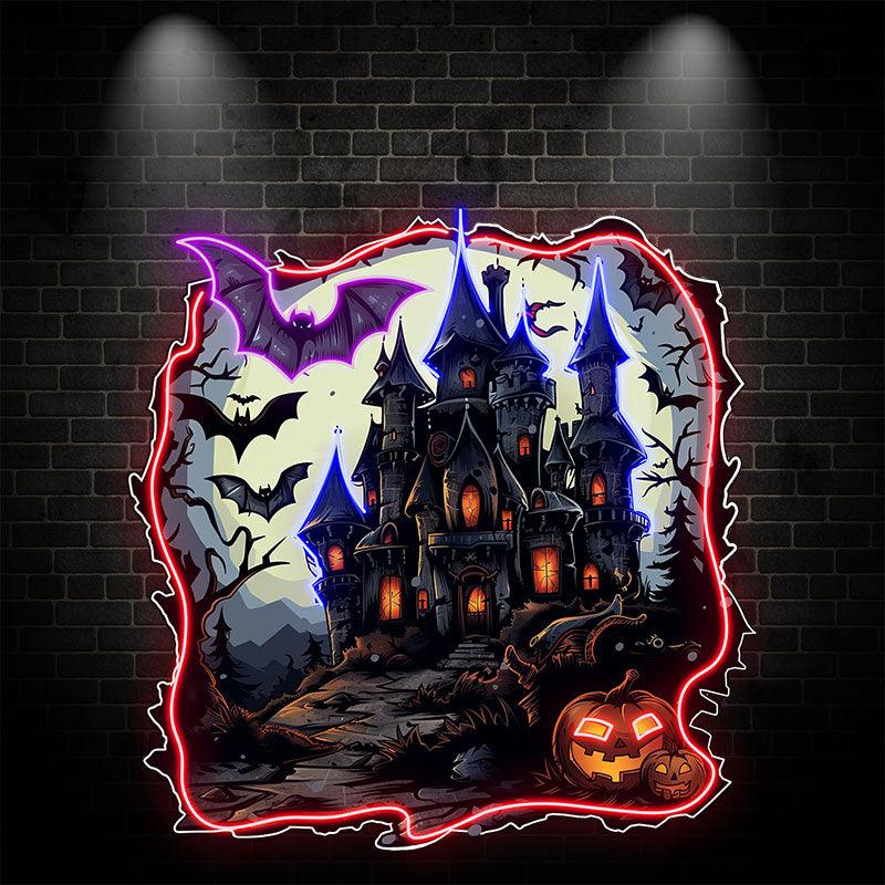 Spooky Pumpkin Castle Decoration neon signs | Enchanting LED Light for Halloween Magic | Perfect for Parties and Home Decor